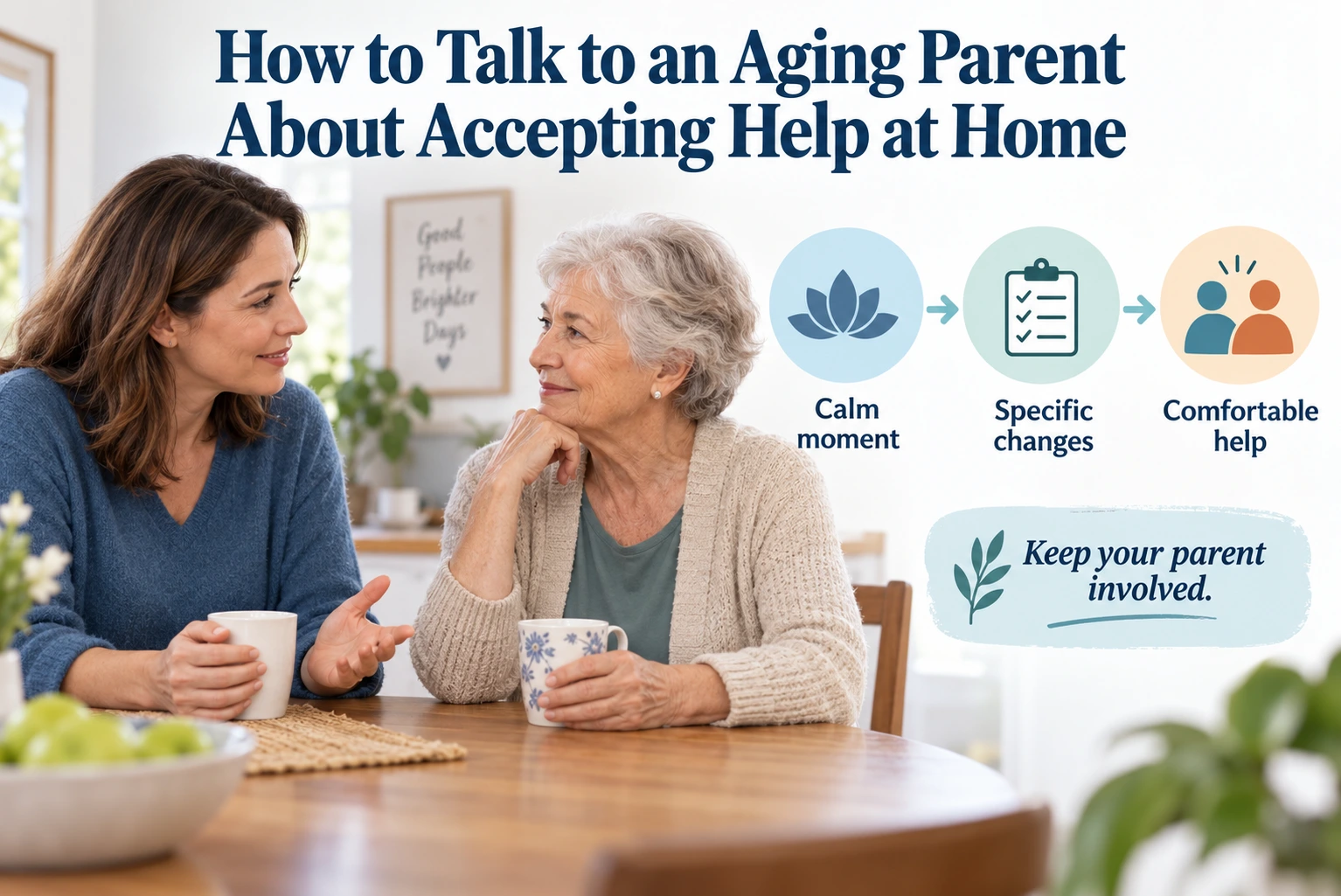 Family member talking to an Aging Parent About Accepting Help at Home